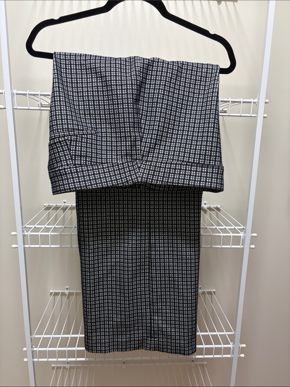 SPANX Black and White Check Wide-Leg Dress Pants